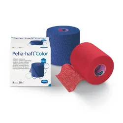 Peha -haft Kleur latexvrij Hartmann blauw, uitgerekt 21 m lang, per stuk in vouwdozen | 6 cm x 21 m | 24 Stück